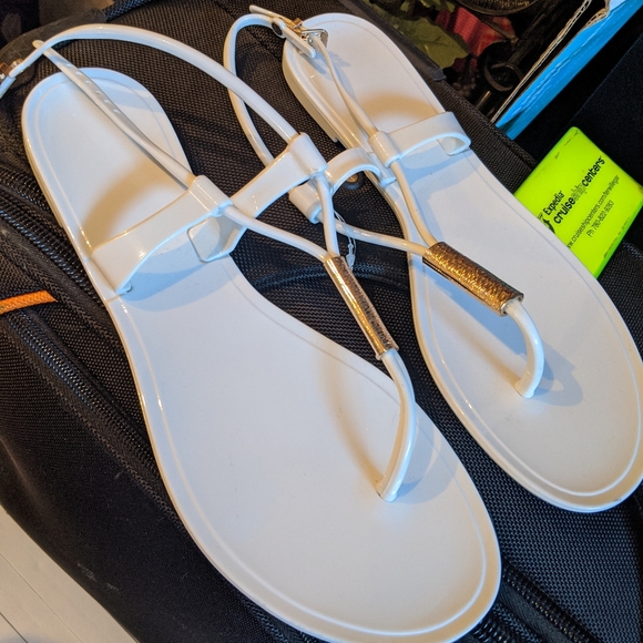 New- White Jelly Sandals - Picture 1 of 3